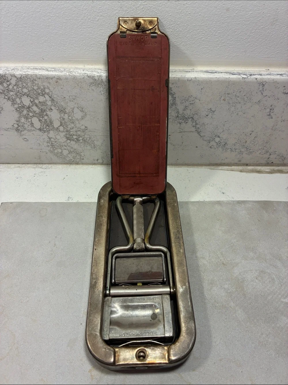 Silver Plated Geometric Complete Razor Set & Box Rolls Razor England Circa 1927 - Picture 3 of 16